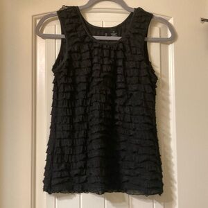 New Directions Black Ruffled Sleeveless Top
